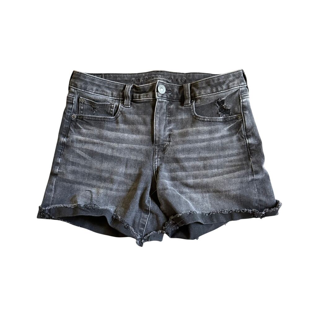 American Eagle Midi The Dream Black Jean Shorts Size 10